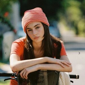 Momo Beanie- stripe orange Lack of Color NWT